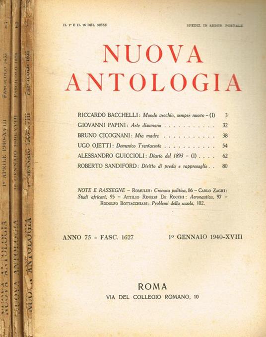 Nuova antologia anno 75 fasc.1627 1628 1633 - Luigi Federzoni - copertina