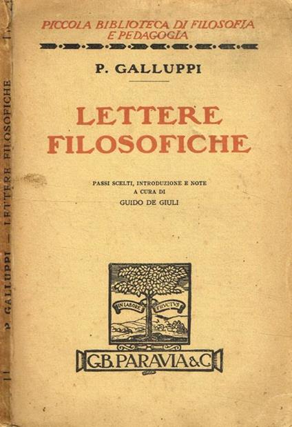 Lettere filosofiche - Pasquale Galluppi - copertina