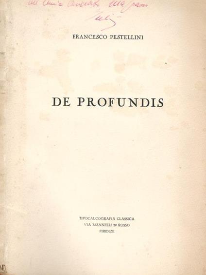 De Profundis - Francesco Pestellini - copertina