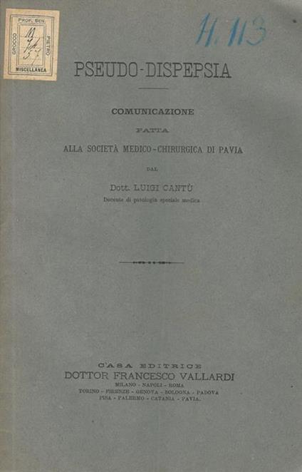 Pseudo-Dispepsia - Luigi Cantù - copertina