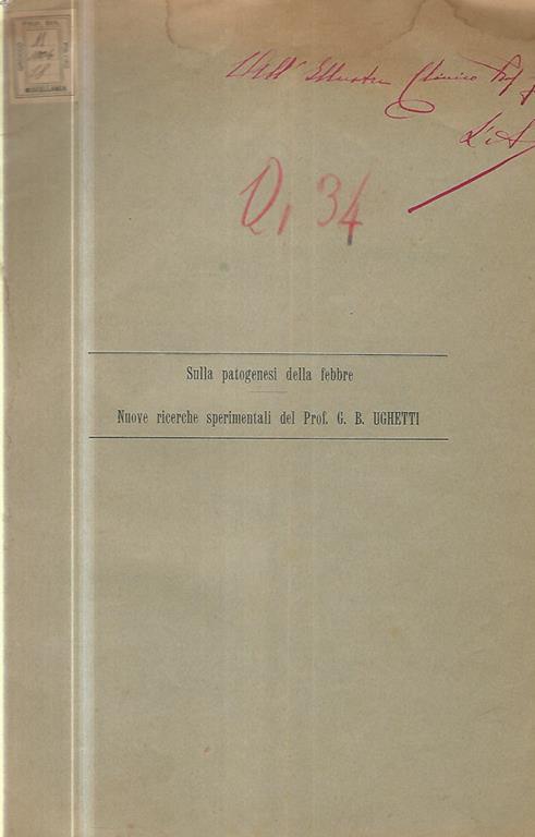 Sulla patogenesi della febbre - G. Ughetti - copertina
