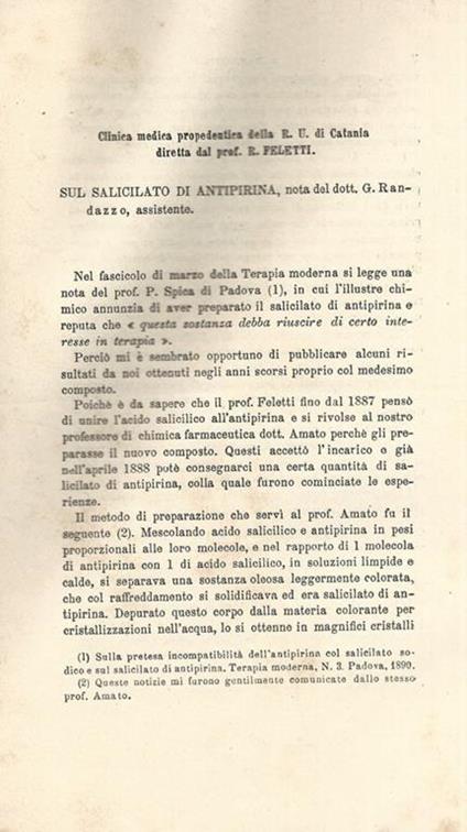 Sul salicilato di antipirina. Nota - G. Randazzo - copertina