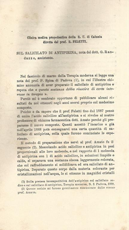 Sul salicilato di antipirina. Nota - G. Randazzo - copertina