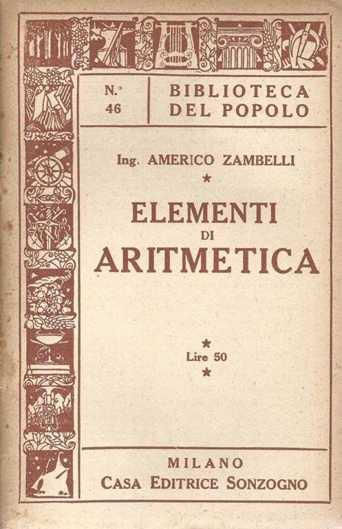Elementi di aritmetica - Americo Zambelli - copertina