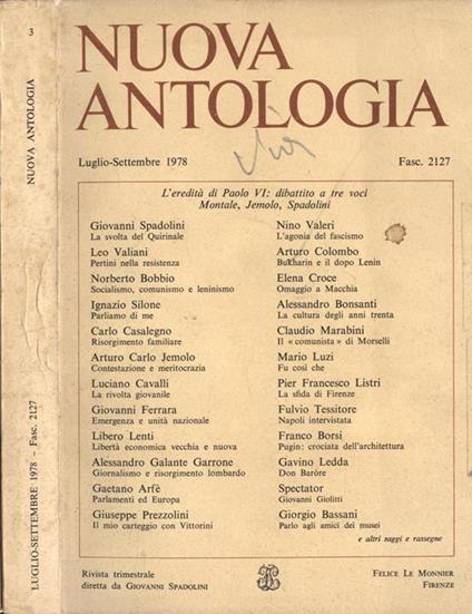Nuova Antologia Anno 113 Fasc. 2127 - copertina