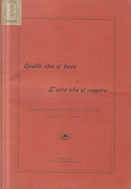 Quello che si beve- L' aria che si respira - A. Frassi - copertina