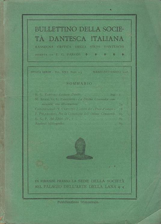 Bullettino della Società Dantesca Italiana: rassegna critica degli studi danteschi. Anno 1918. Nuova Serie - Vol. XV, Fasc. 1-3 - copertina
