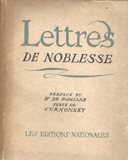 Lettres de Noblesse - copertina
