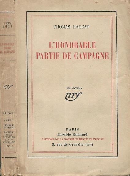 L' honorable partie de campagne - Thomas Raucat - copertina