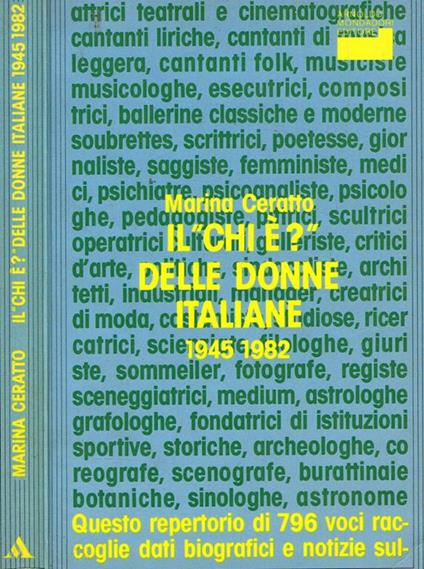 Il Chi è? delle donne italiane 1945 1982 - Marina Ceratto - copertina