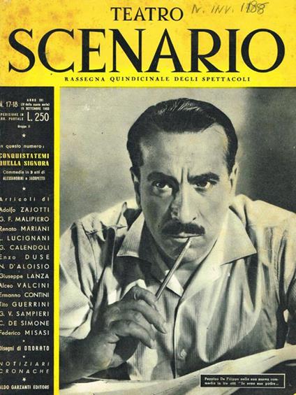 Teatro Scenario. Rassegna quindicinale degli spettacoli. Anno XVI n.17-18 - Egidio Ariosto - copertina