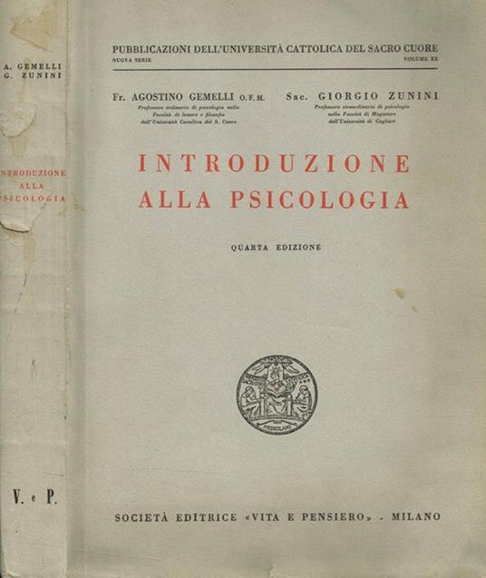 Introduzione alla psicologia - Agostino Gemelli - copertina