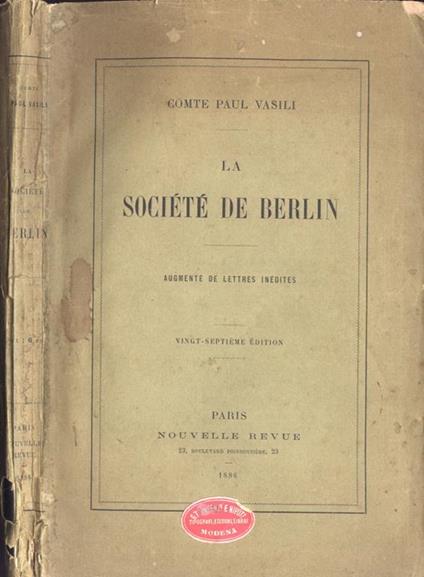 La sociètè de Berlin. augmentè de lettres inèdites - copertina