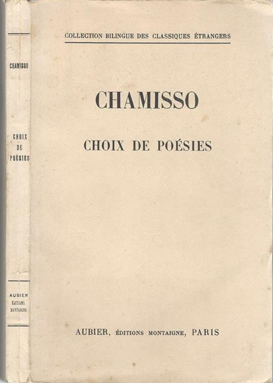 Choix de poésies - Adalbert von Chamisso - copertina