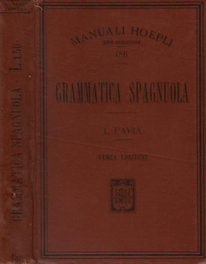 Grammatica Spagnuola - L. Pavia - copertina