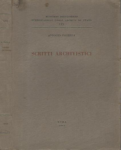 Scritti archivistici - Antonio Panella - copertina