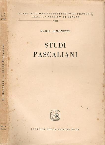 Studi Pascaliani - Maria Simonetti - copertina