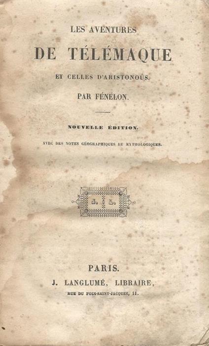 Les aventures de Télémaque et celles d'Aristonous - copertina