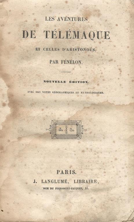 Les aventures de Télémaque et celles d'Aristonous - copertina