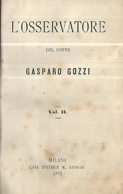 L' osservatore Vol. II - Gasparo Gozzi - copertina
