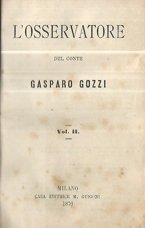L' osservatore Vol. II - Gasparo Gozzi - copertina