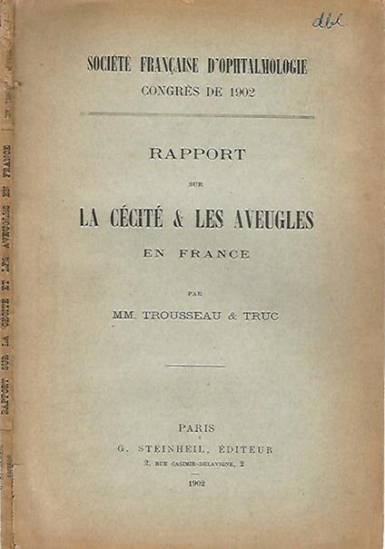 Rapport sur la cecite e les aveugles en France - copertina