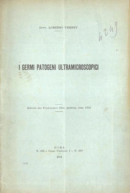 I germi patogeni ultramicroscopici - Lorenzo Verney - copertina