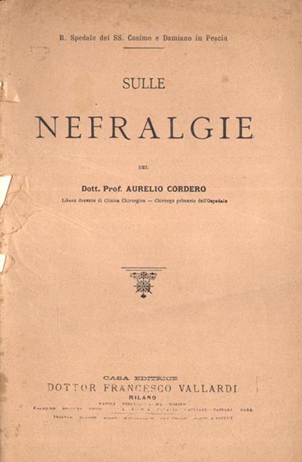 Sulle nefralgie - copertina