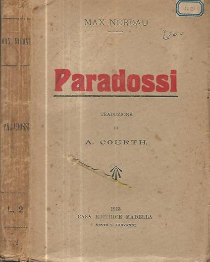 Paradossi - Max Nordau - copertina