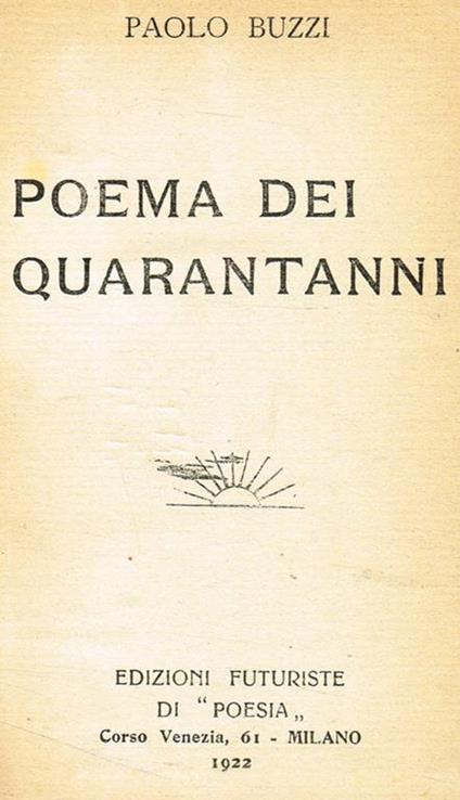Poema dei quarantanni - Paolo Buzzi - copertina