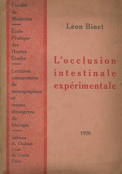 L' occlusion intestinale experimentale - Léon Binet - copertina