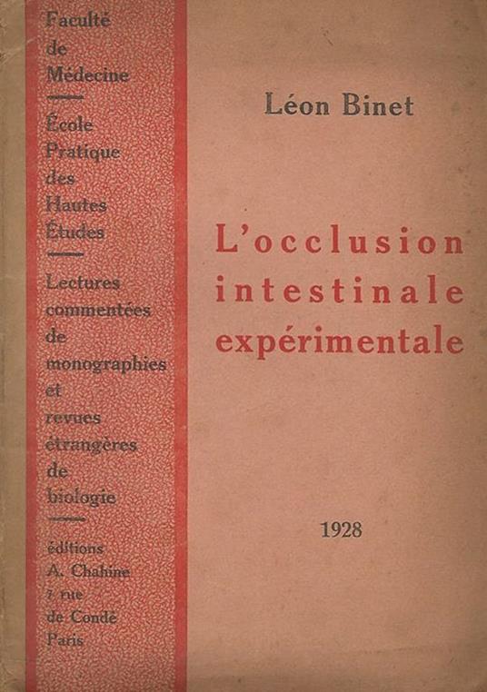 L' occlusion intestinale experimentale - Léon Binet - copertina