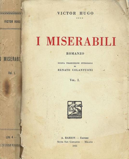 I miserabili Vol.I - Victor Hugo - copertina