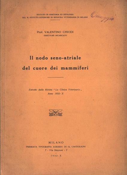 Il nodo seno - atriale del cuore dei mammiferi - copertina