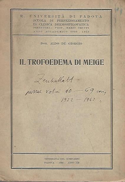 Il trofoedema di Meige - copertina