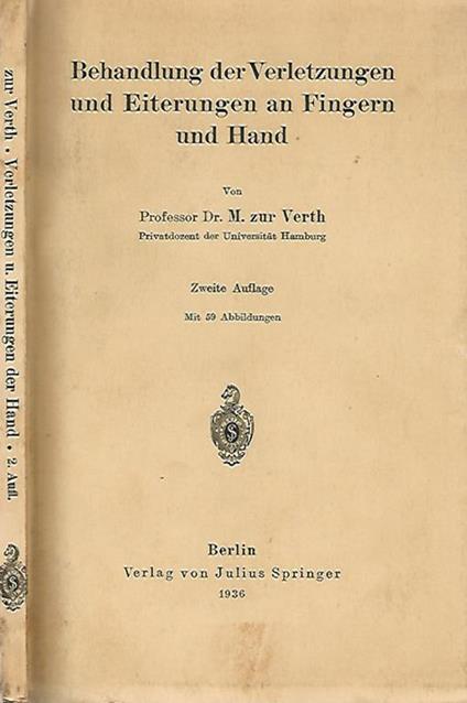 Behandlung der verletzungen and Eiterungen anf Fingern and Hand - copertina