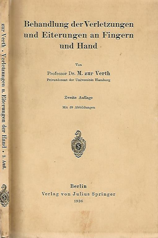 Behandlung der verletzungen and Eiterungen anf Fingern and Hand - copertina