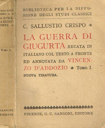 La guerra di Giugurta tomo I - C. Crispo Sallustio - copertina