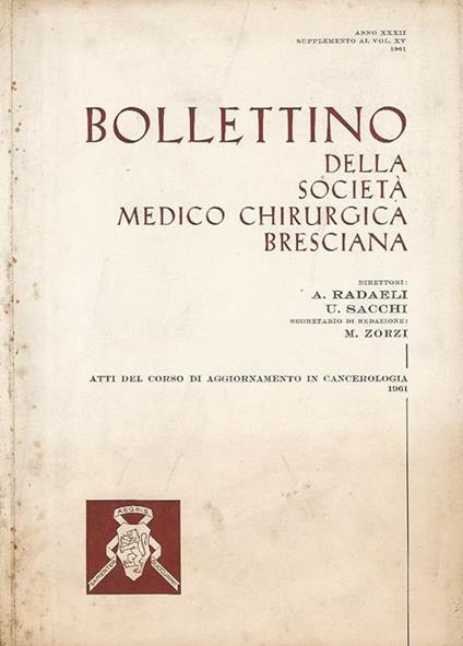 Bollettino della società Medico Chirurgica Bresciana anno XXXII 1961 - copertina