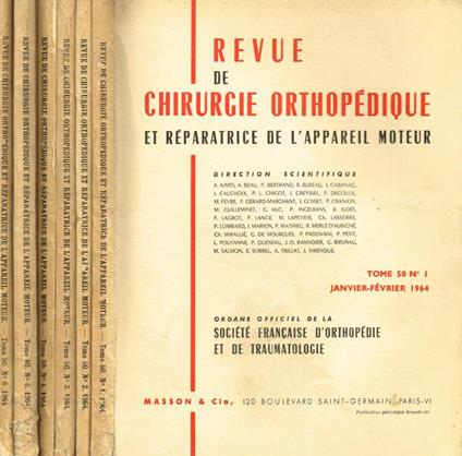 Revue de chirurgie orthopedique et reparatrice de l'appareil moteur tome 50, 1964 - copertina