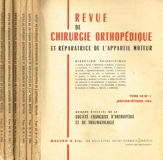 Revue de chirurgie orthopedique et reparatrice de l'appareil moteur tome 50, 1964 - copertina