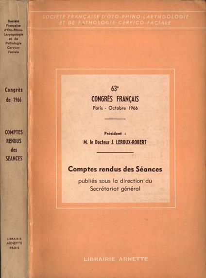 63 congrès francais. Comptes rendus des sèances - copertina