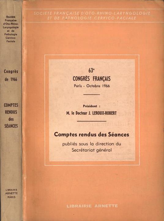 63 congrès francais. Comptes rendus des sèances - copertina