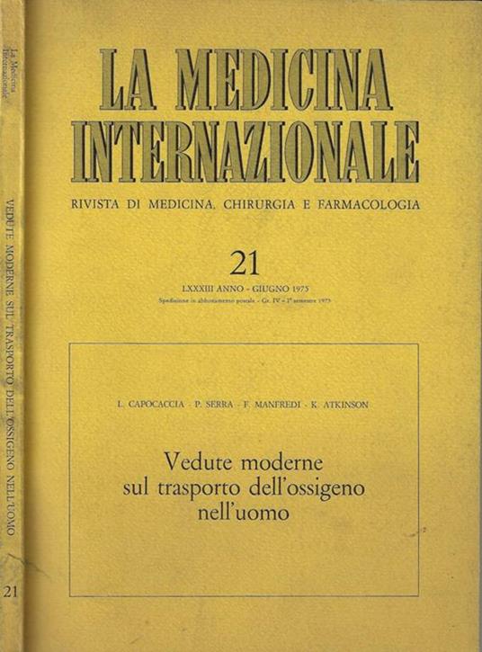 La medicina internazionale Anno LXXXIII N° 21. Rivista di medicina, chirurgia e farmacologia - Roberto Bernardi - copertina