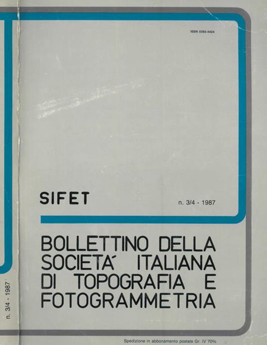 Bollettino della Società Italiana di Topografia e Fotogrammetria 1987 - copertina