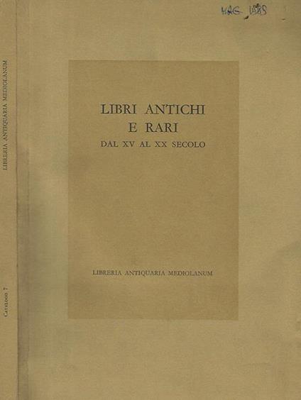 Libri Antichi e Rari dal XV al XX Secolo - copertina