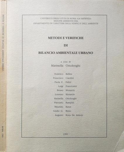 Metodi e verifiche di bilancio ambientale urbano - Marinella Ottolenghi - copertina