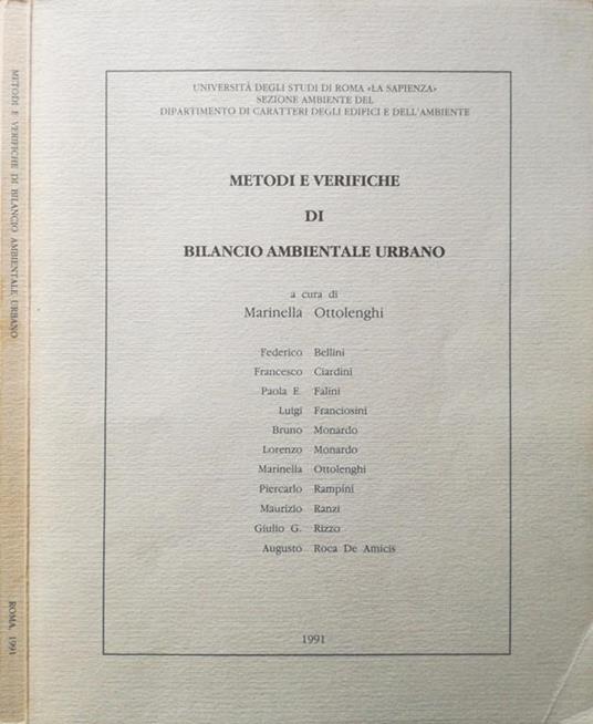 Metodi e verifiche di bilancio ambientale urbano - Marinella Ottolenghi - copertina