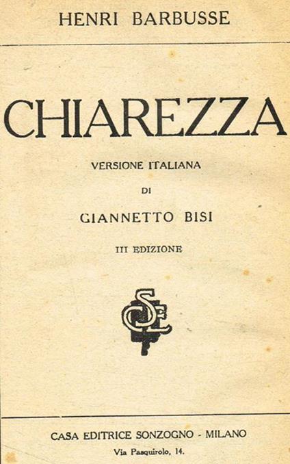 Chiarezza - Henri Barbusse - copertina