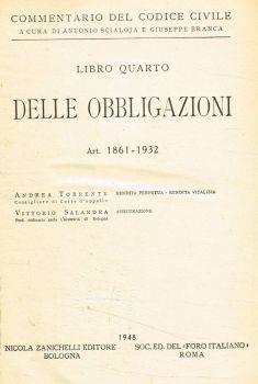Libro quarto delle obbligazioni art.1861-1932 - Andrea Torrente - copertina
